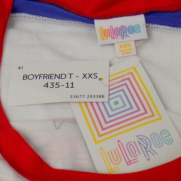 LuLaRoe Boyfriend T Shirt USA Design Size XXS NWT - Picture 5 of 7